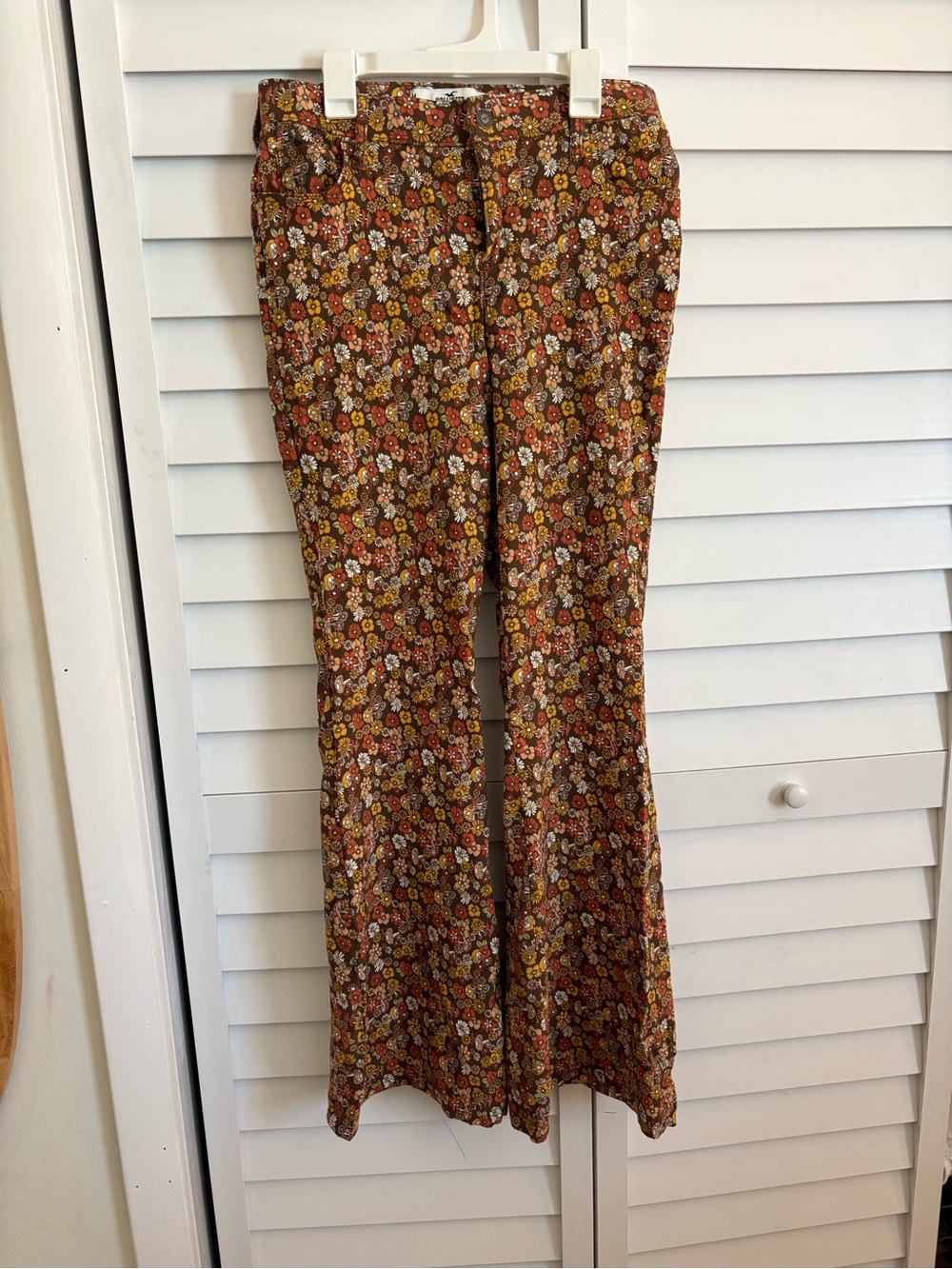 Floral Brown Boho Flare Pants